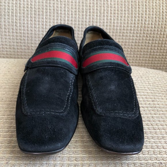 Gucci Men\'s Black Monogram Leather Suede Loafer Shoes main image 10